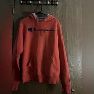 champion hoodie, size small, orange color